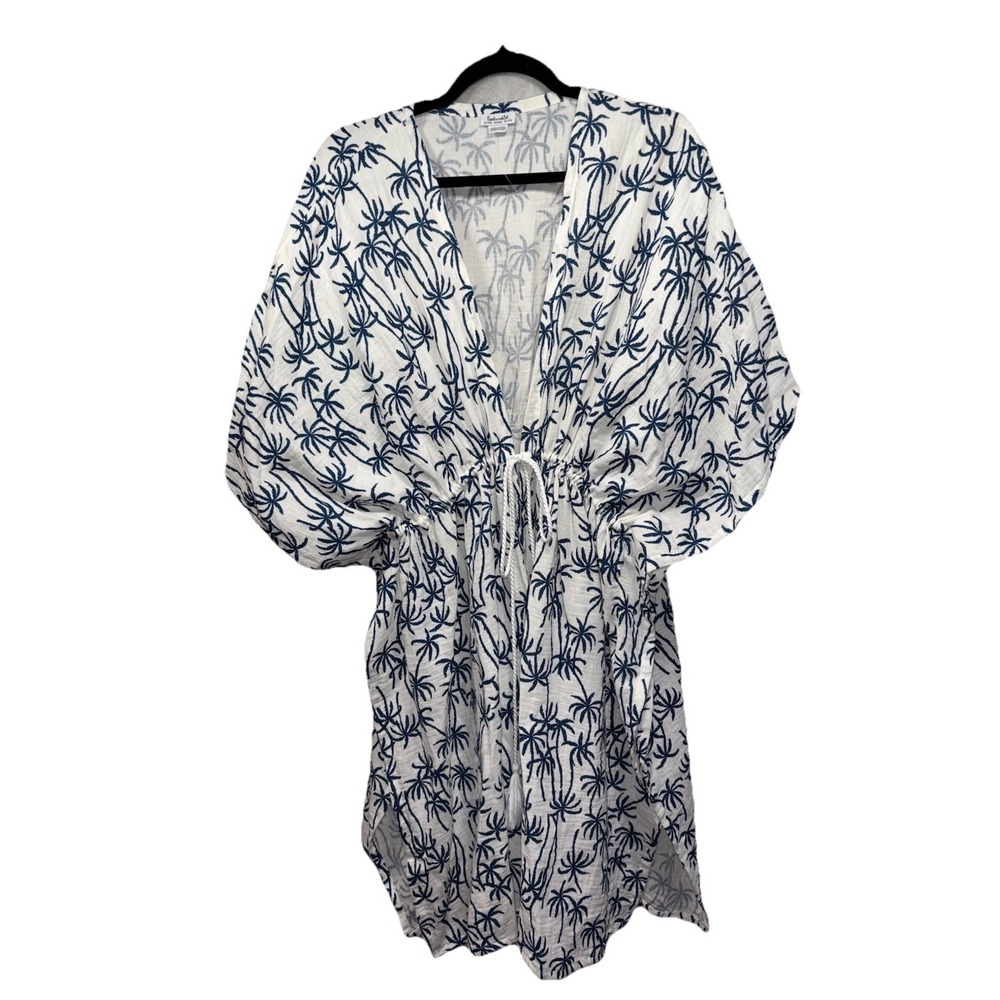 beach Cover Up Tie Open Front Palm Tree Print XXL‎